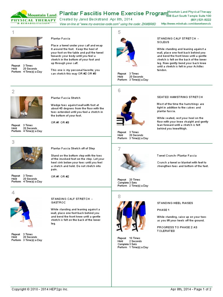 Best Exercises For Treating Plantar Fasciitis | PDF