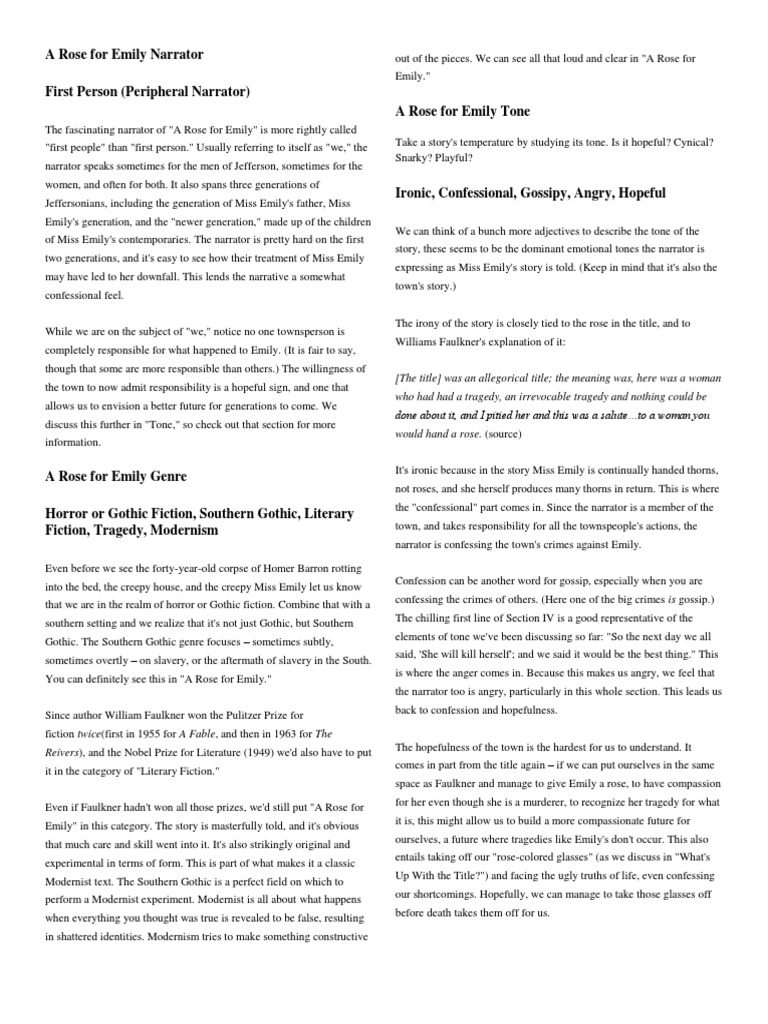 A Rose For Emily (Analysis) PDF