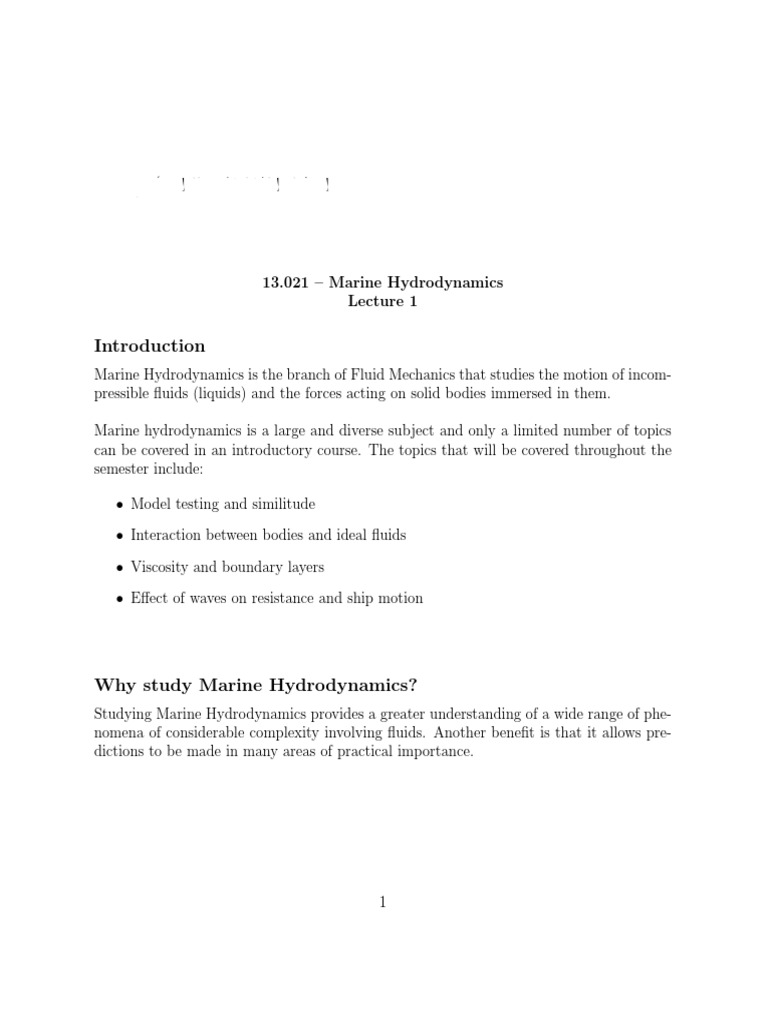 Marine Hydrodynamics | PDF | Fluid Dynamics | Fluid Mechanics