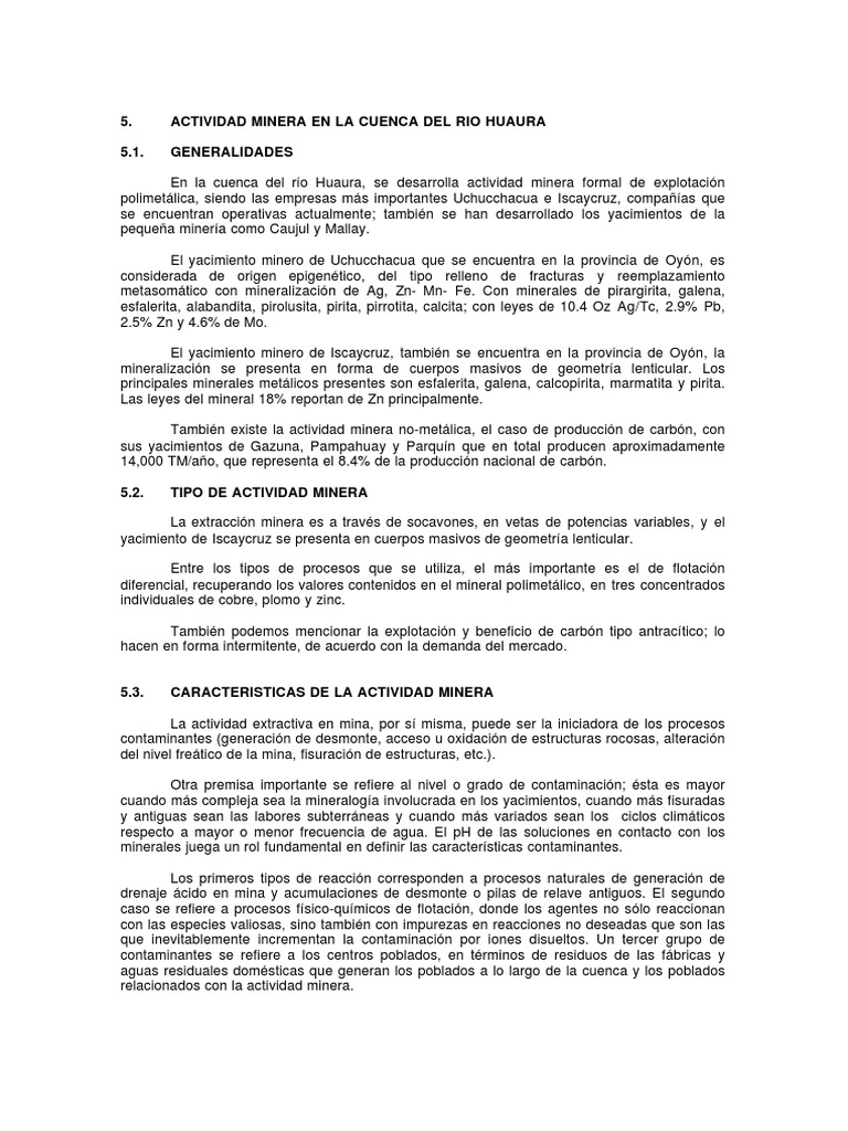 Actividad Minera en la Cuenca Huaura | PDF | Minería | Minerales