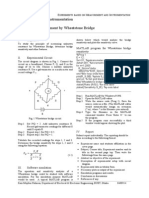 Measurement and Instrumentation Experiment No. #1 Resistance Measurement by Wheatstone Bridge