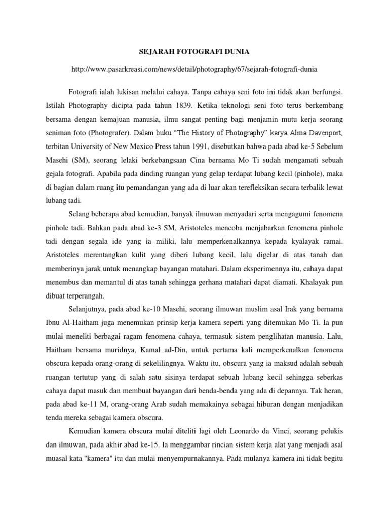 Sejarah Fotografi Dunia Dan Indonesia Sejarah Fotografi Dunia Dan Indonesia