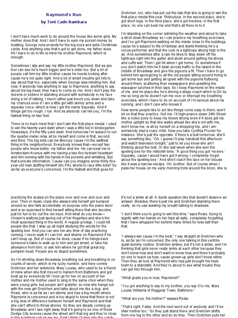 Raymond's Run Text | Leisure