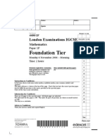 IGCSE Maths Nov 2006 Foundation Paper 1F