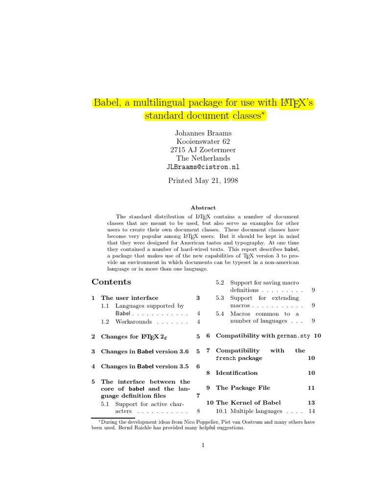 Babel 2 | PDF | Te X | Macro (Computer Science)