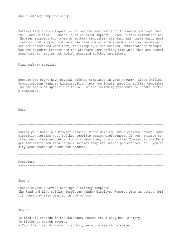 Softkey Template Cisco Phone | PDF | Cisco Systems | Digital Technology