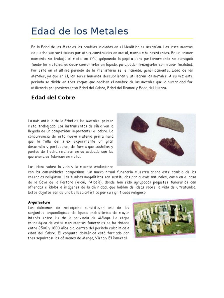 Edad de Los Metales | PDF | Edad de Bronce | Arqueología