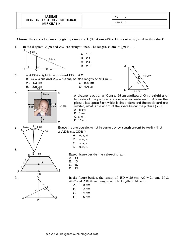 Soal Uts Matematika Smp Kelas Ix Semester Ganjil Sphere