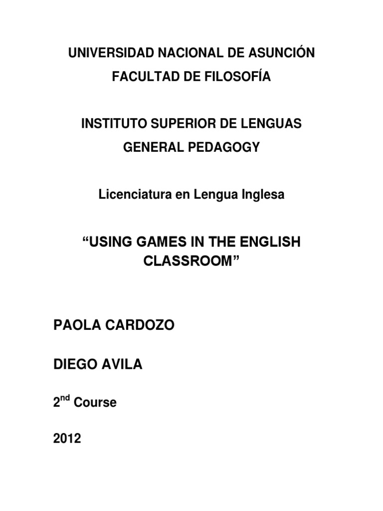 Effective Games for English Learning | PDF | Lesson Plan | Motivation