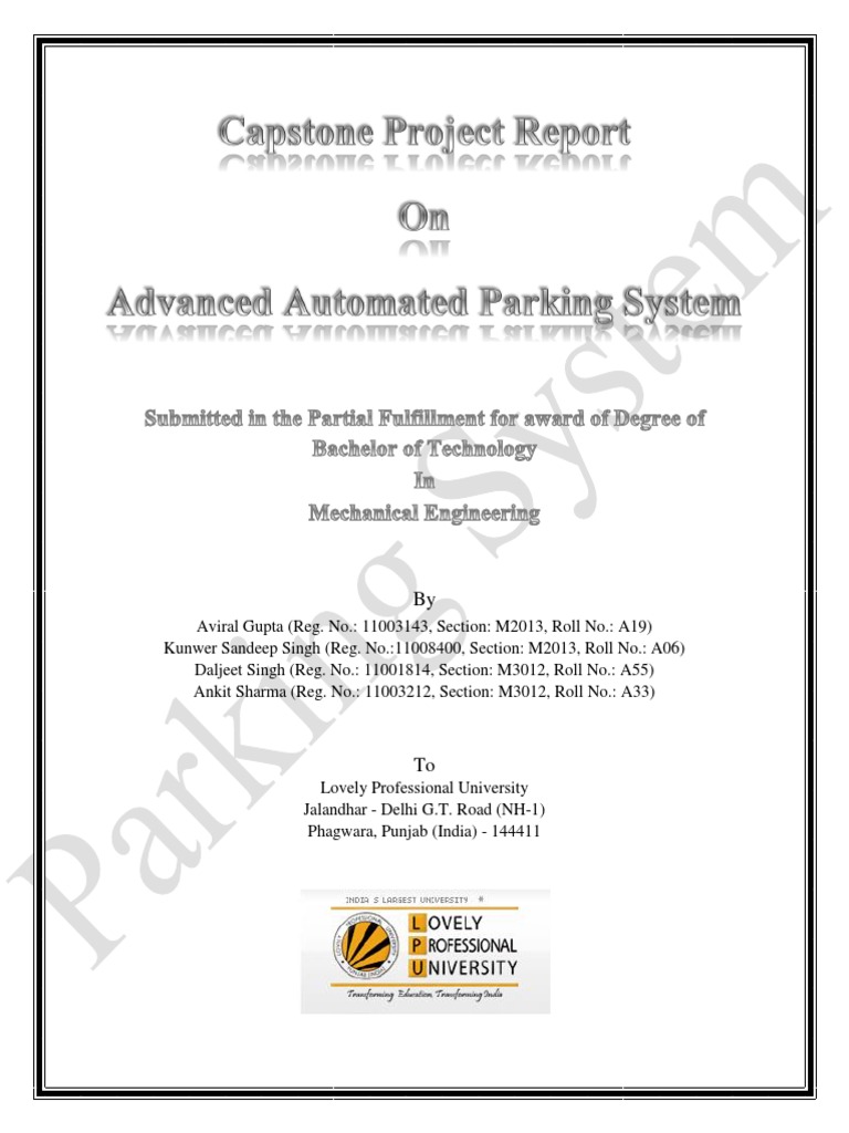 Automated Car Parking System Project Report Pdf