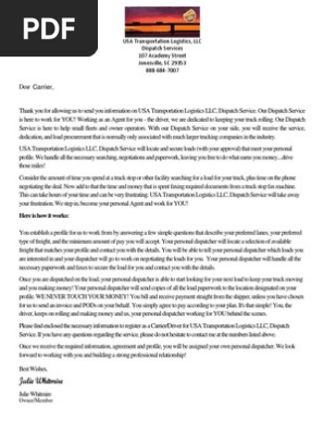 Full Dispatch Package Dear Carrier