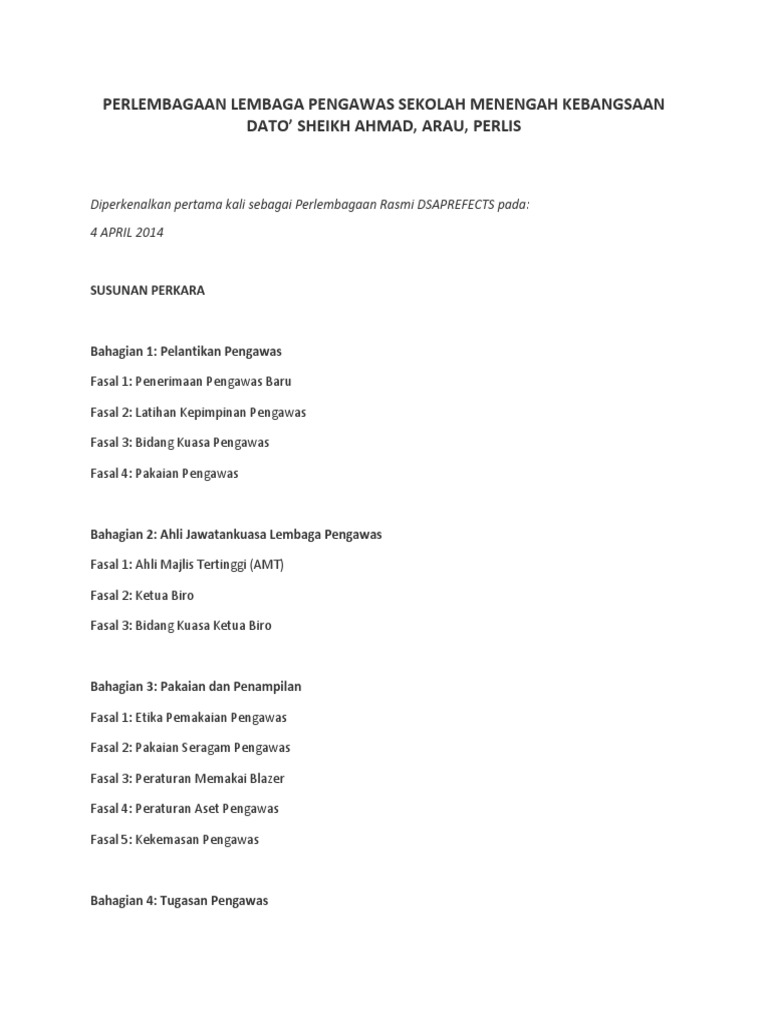 PERLEMBAGAAN PENGAWAS SEKOLAH