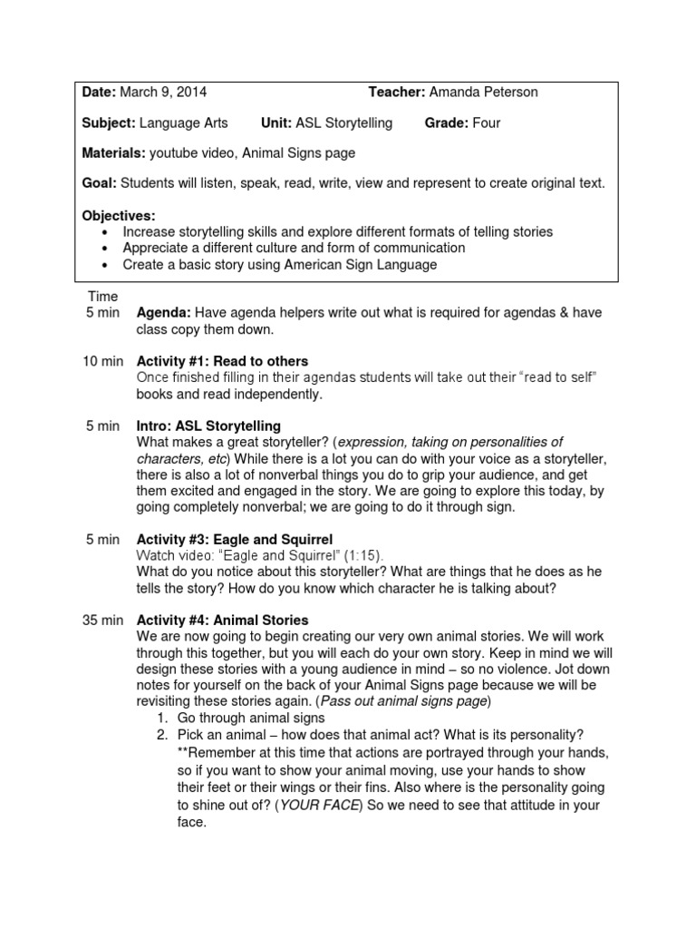 asl story lesson Storytelling American Sign Language Free 30day