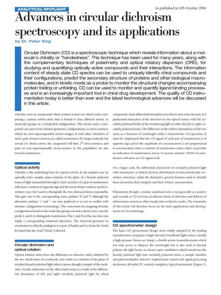 Advances in Circular Dichroism Spectroscopy | PDF | Chirality ...