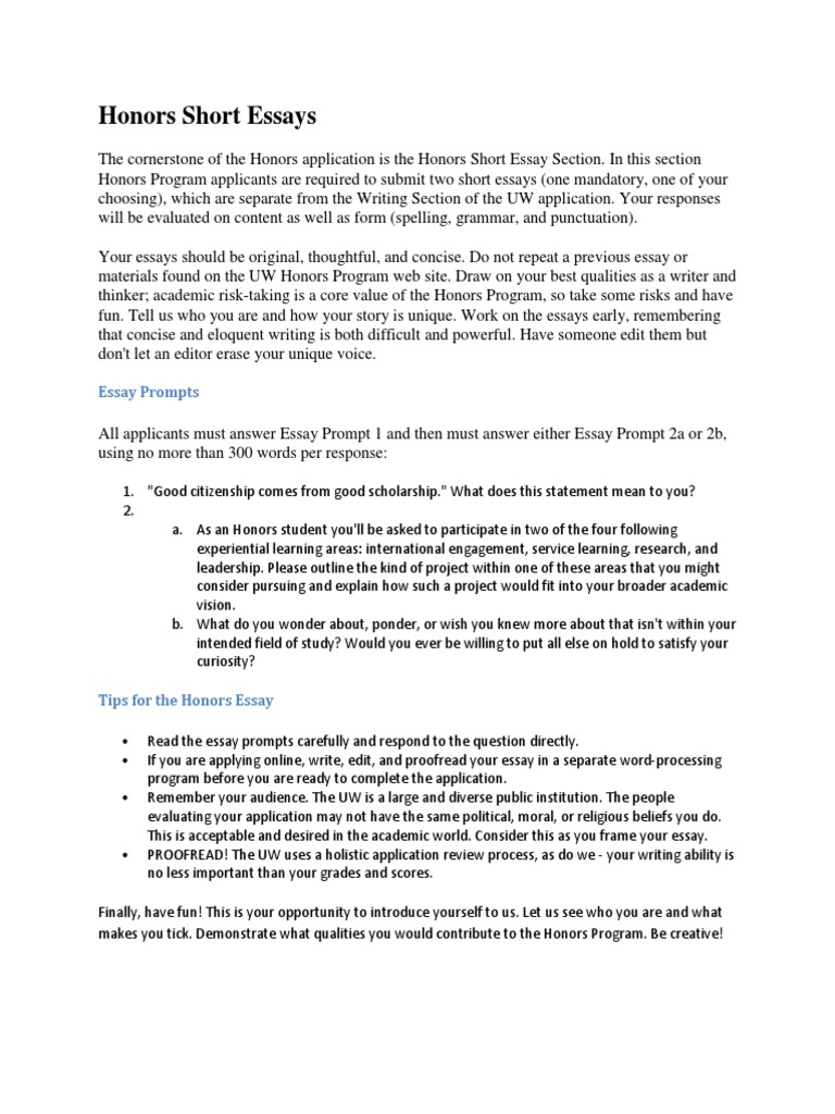 Uw essay questions image