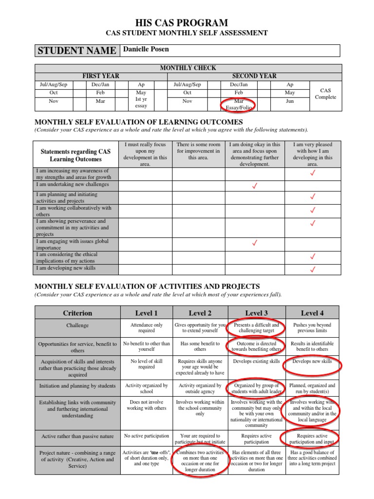CAS Monthly Self-Assessment Guide | PDF | Evaluation | Pedagogy