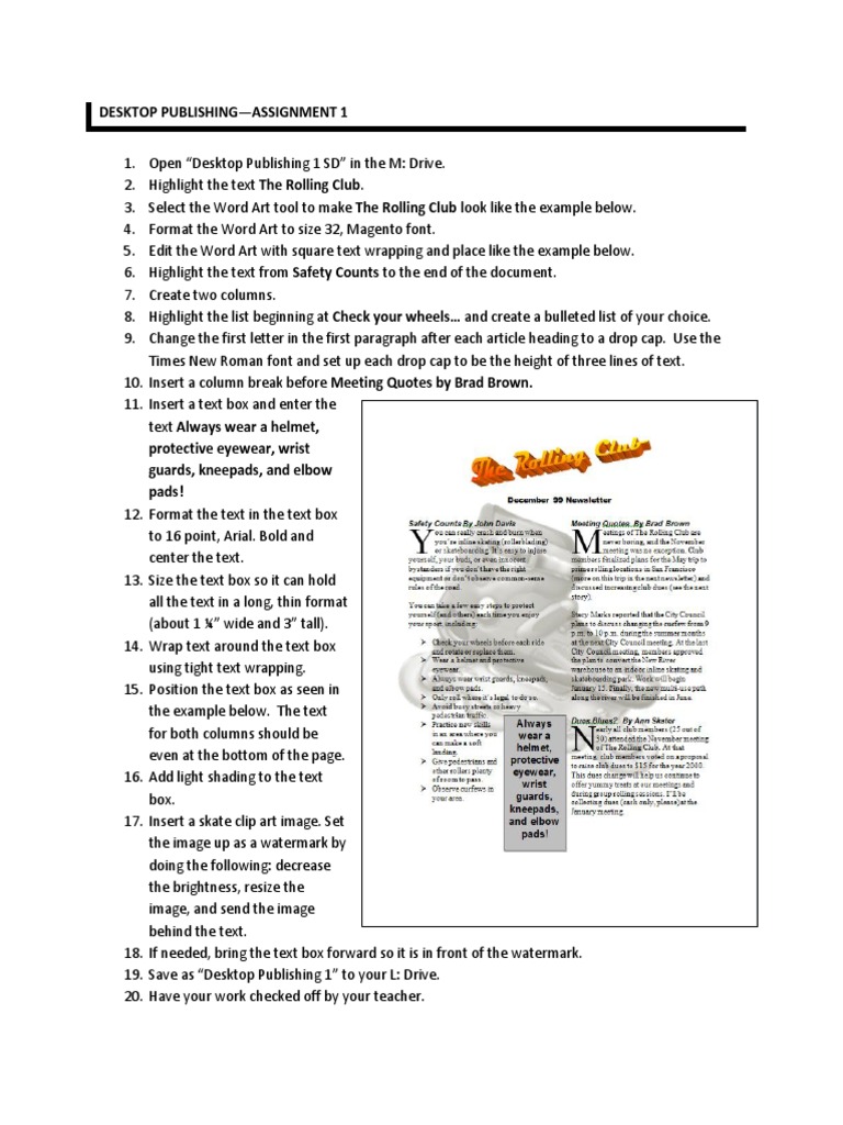 Desktop Publishing Assignment Guide | PDF | Art