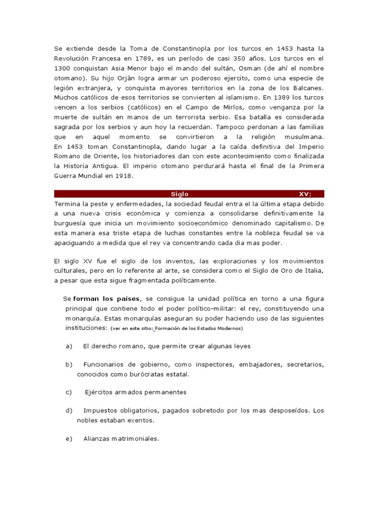 Historia de Europa: Del Imperio Otomano al Renacimiento | PDF | imperio ...