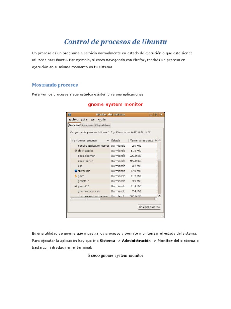 Control de Procesos de Ubuntu | PDF | Interfaz de línea de comando ...