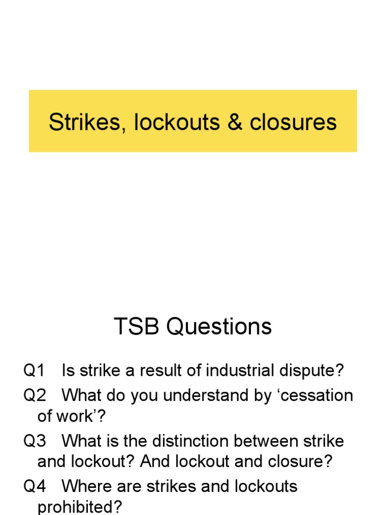 Strikes and Lockout PDF Lockout (Industry) Strike Action