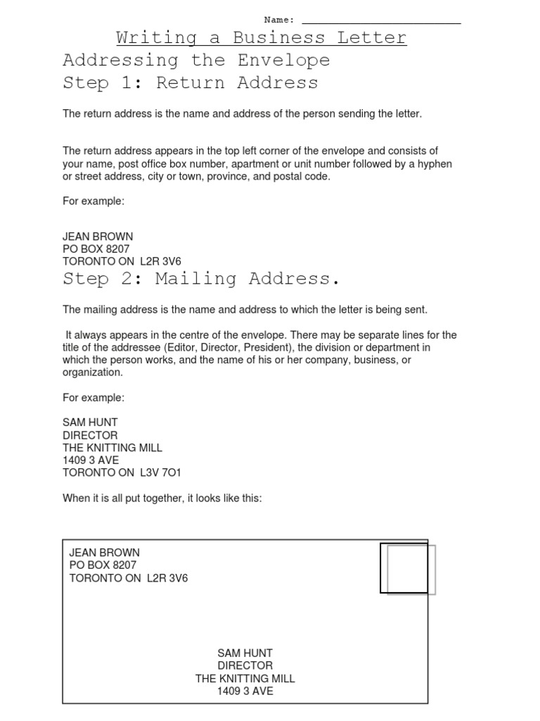 business letter booklet | Address (Geography) | Text