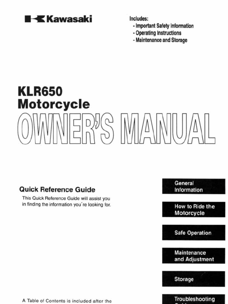 Kawasaki Klr 650 Manual Pdf