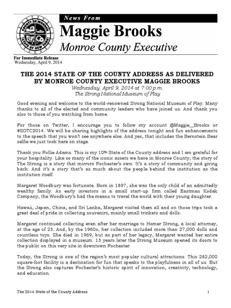 Brooks State of The County PDF PublicPrivate Partnership Taxes