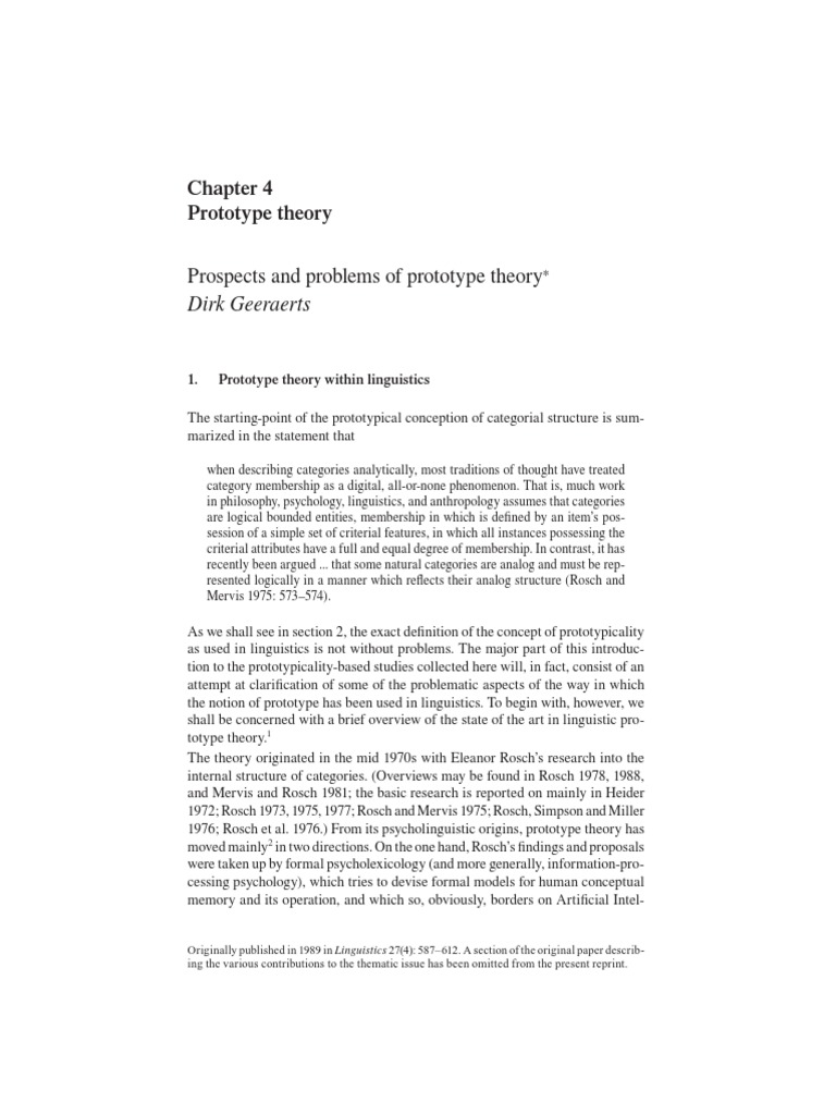 Prototype Theory 1 Concept Semantics
