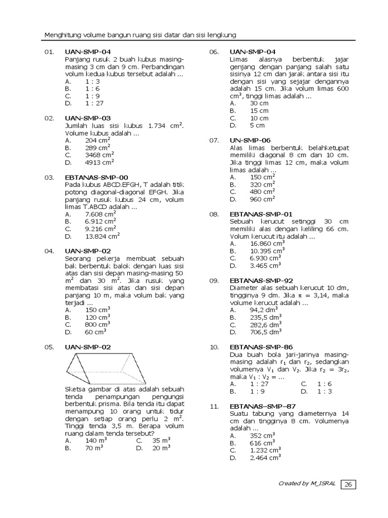 Bank Soal Matematika Smp Volume Bangun Ruang 131014071111 Bank Soal Matematika Smp Volume Bangun Ruang 131014071111