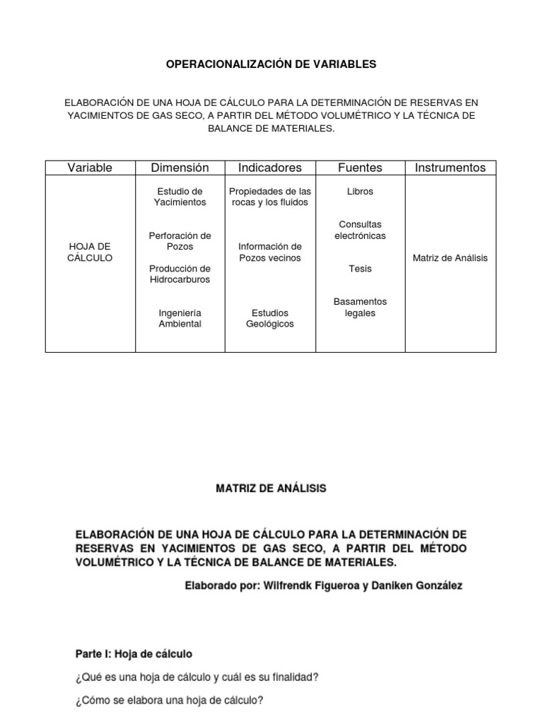 Operacionalización de Variables | PDF | Gases | Presión