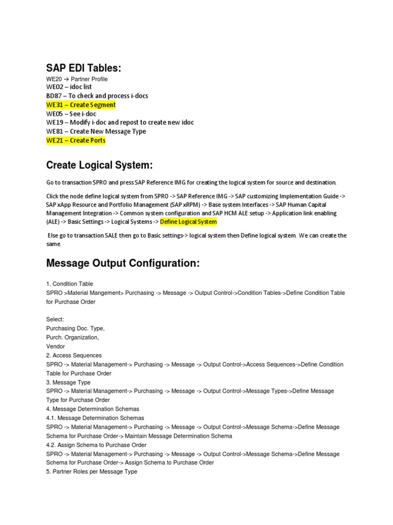 SAP EDI Config Document - Complete (03!23!2014) | PDF | Electronic Data ...