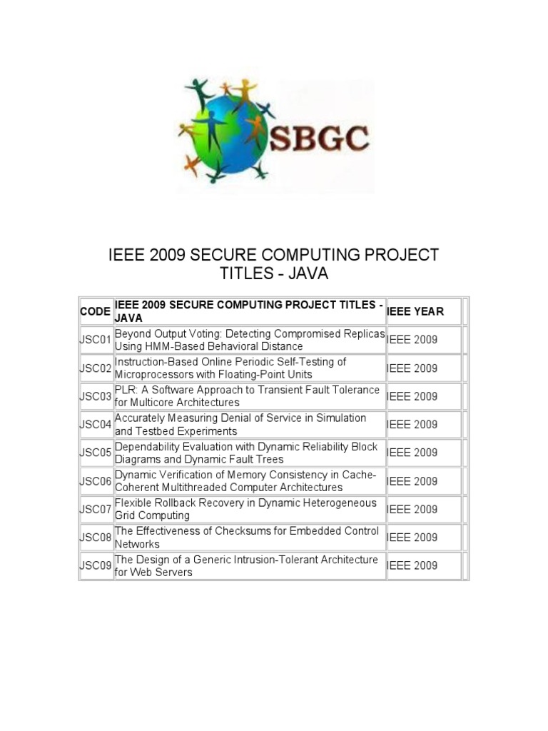 IEEE 2009 Java Secure Computing Titles | PDF