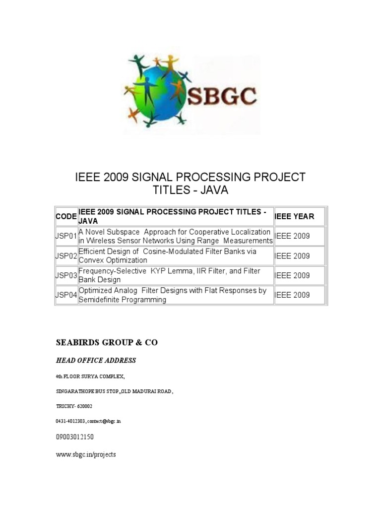 IEEE 2009 Signal Processing Projects | PDF