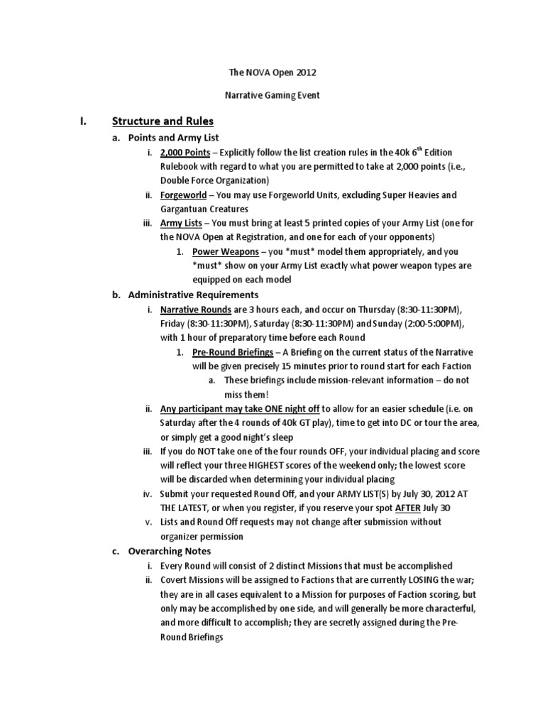 I. Structure and Rules: A. Points and Army List | PDF | Military | Violence