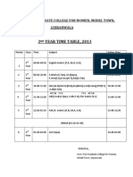 3rd Year Time Table Updated