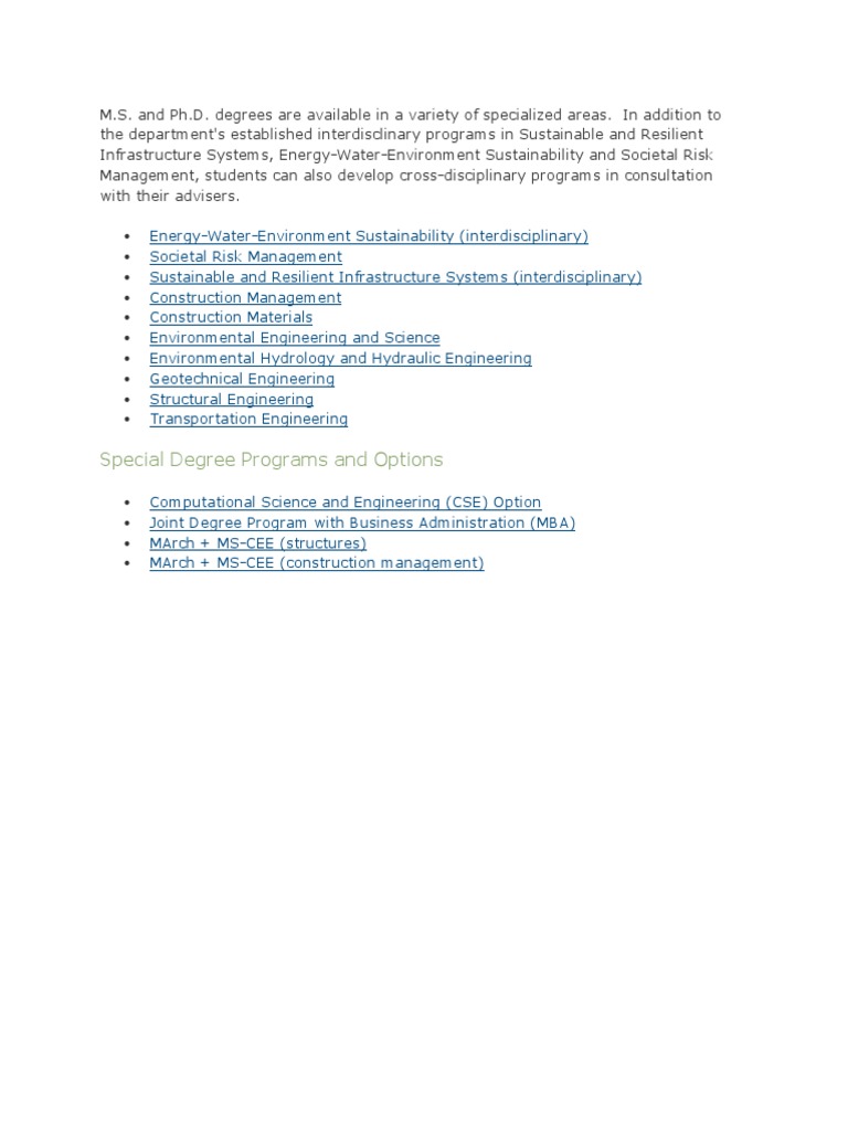 Special Degree Programs and Options | PDF
