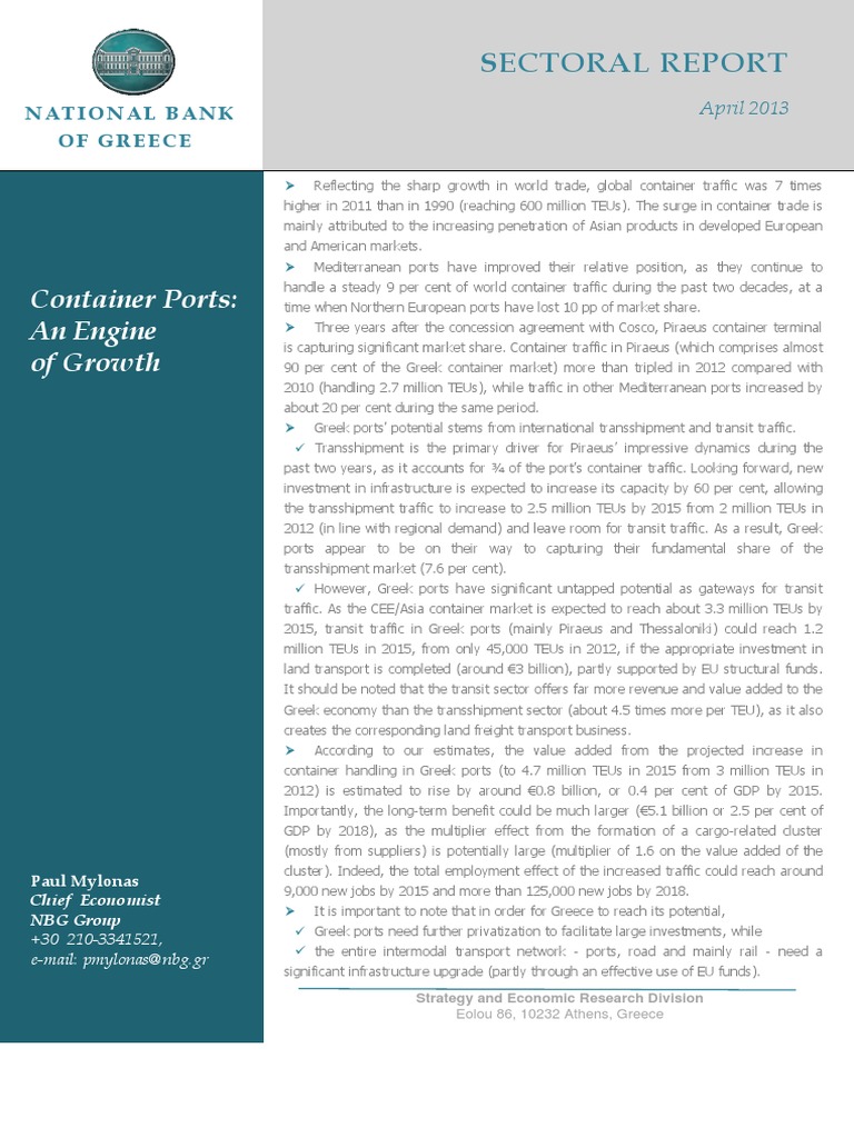 Thessaloniki Port TEU Statistics 2010 | PDF | Port | Containerization