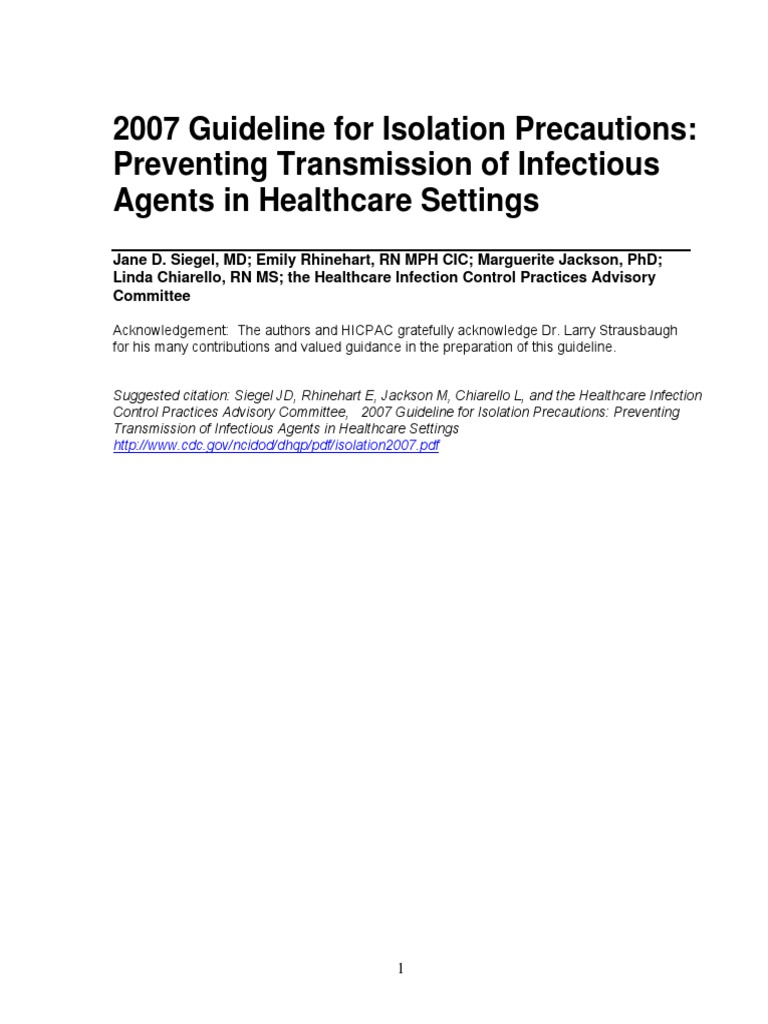 Isolation 2007 | PDF | Transmission (Medicine) | Infection Control