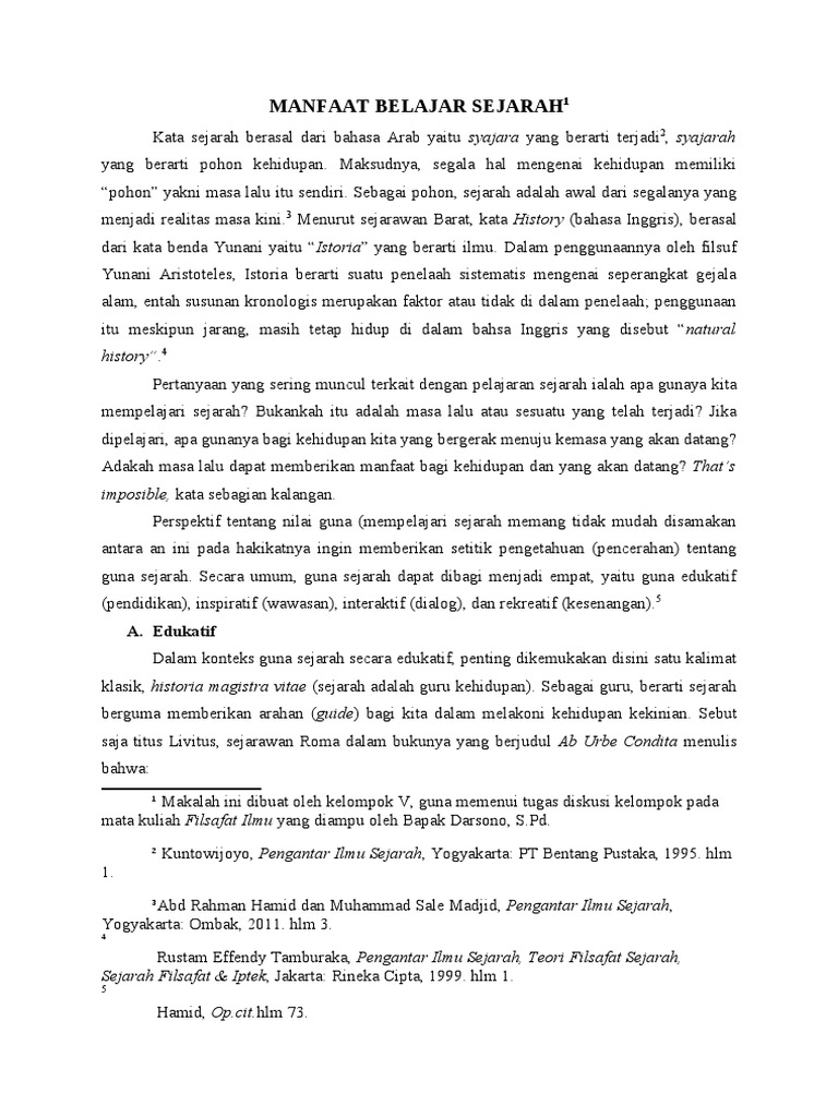 Manfaat Belajar Sejarah PDF