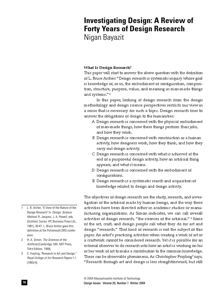 Bayazit (2004) - Investigating Design, A Review of Forty Years of ...