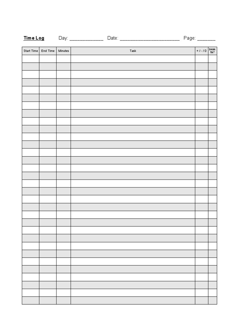 Time Log Template Example | PDF