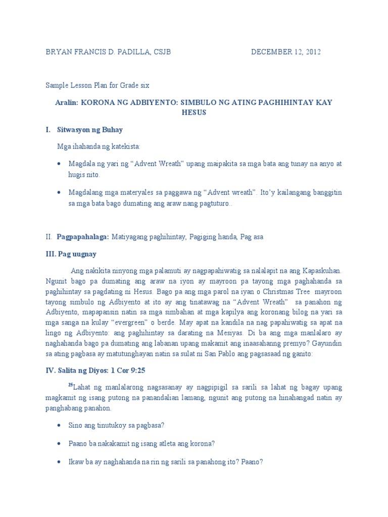 Sample Lesson Plan | PDF