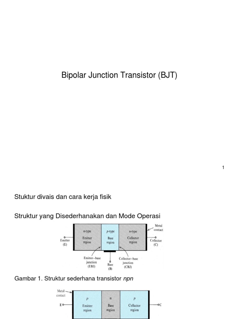 Bipolar Junction Transistor 1 | PDF