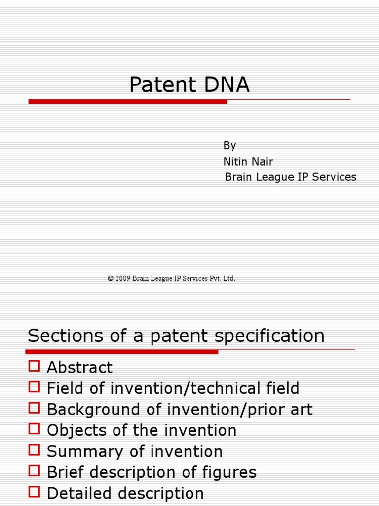 Patent DNA: by Nitin Nair Brain League IP Services | PDF | Patent Claim ...
