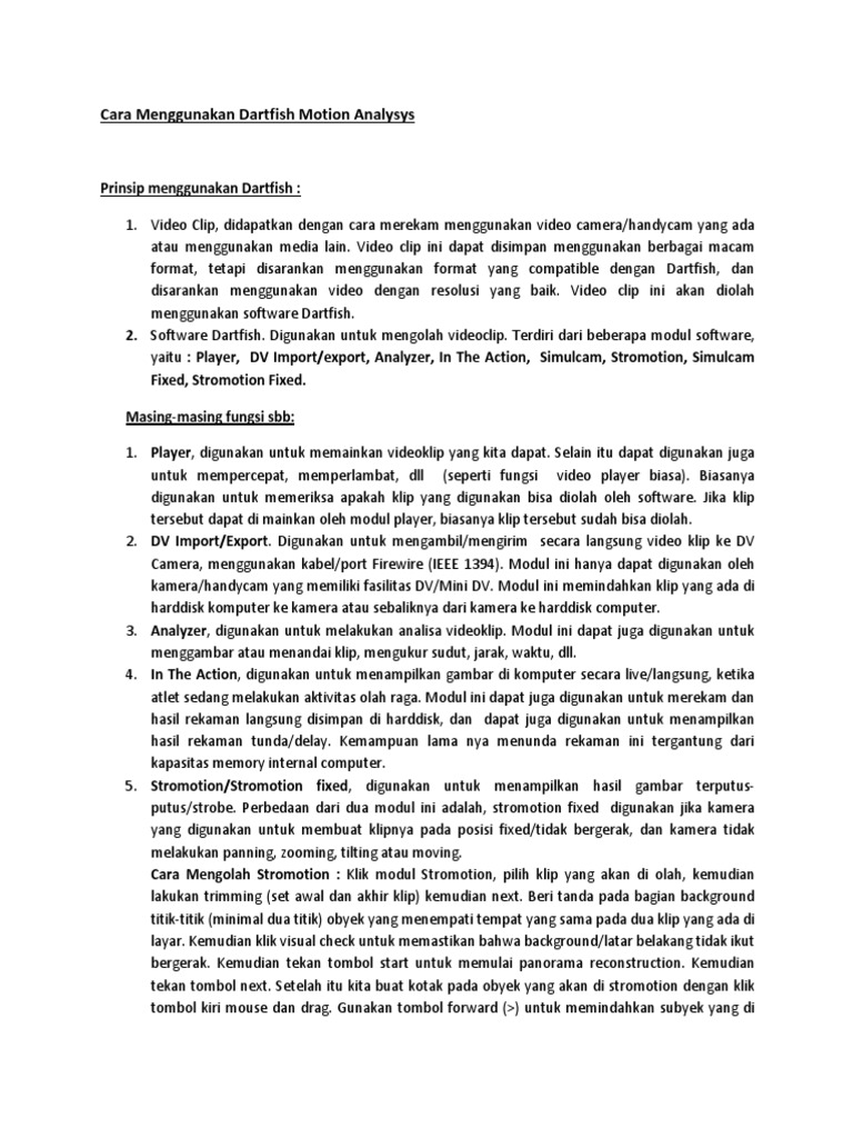 Dartfish Motion Analysys | PDF | Komputer | Teknologi & Rekayasa