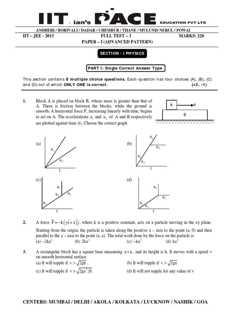 IIT JEE 2013 Full Test 3 Solutions | PDF | Lens (Optics) | Capacitor