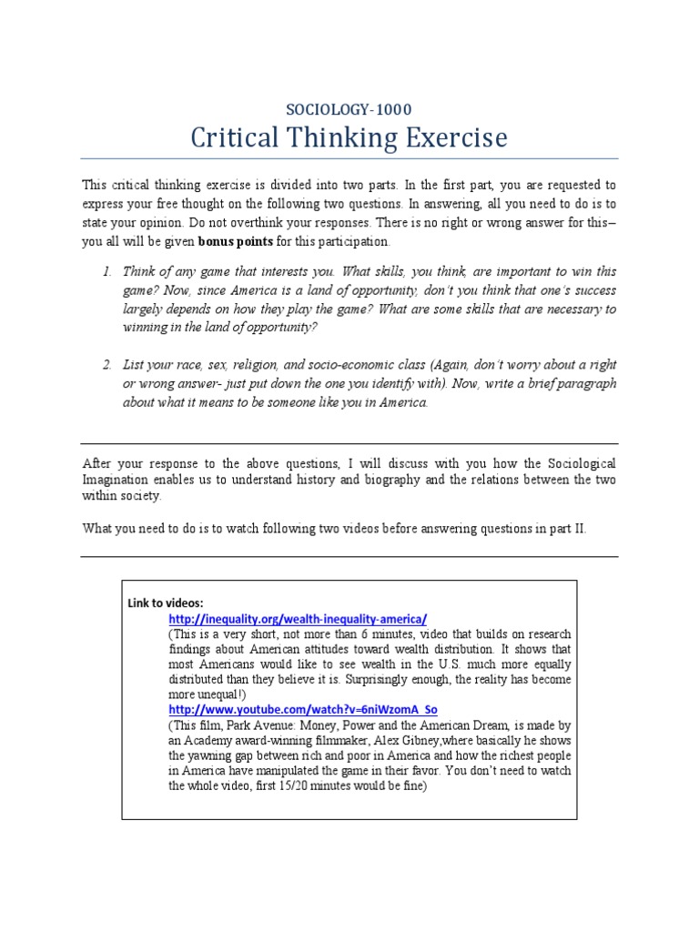 critical thinking exercise 5 2