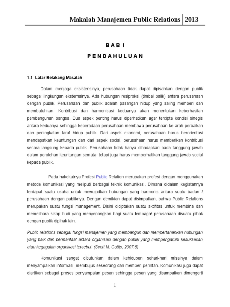 Makalah Manajemen Reputasi Pr