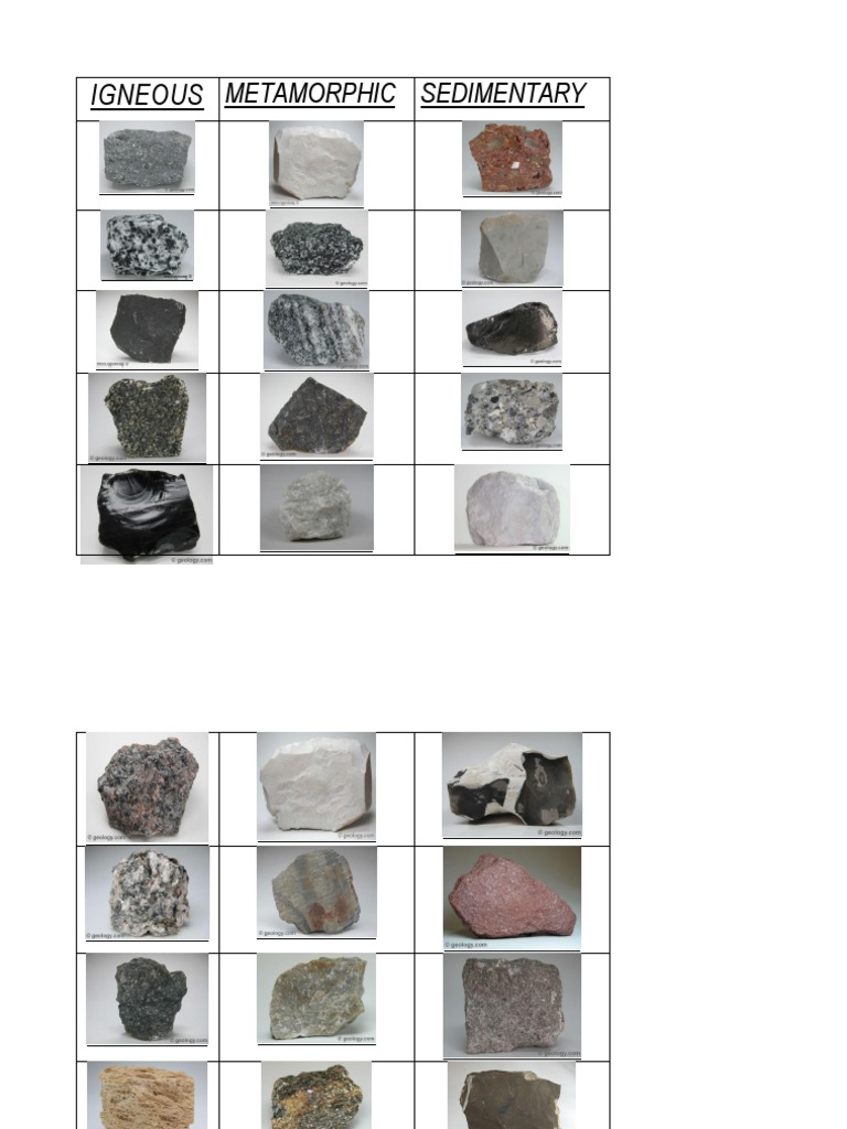 Types of Rocks: Igneous, Metamorphic, Sedimentary | PDF