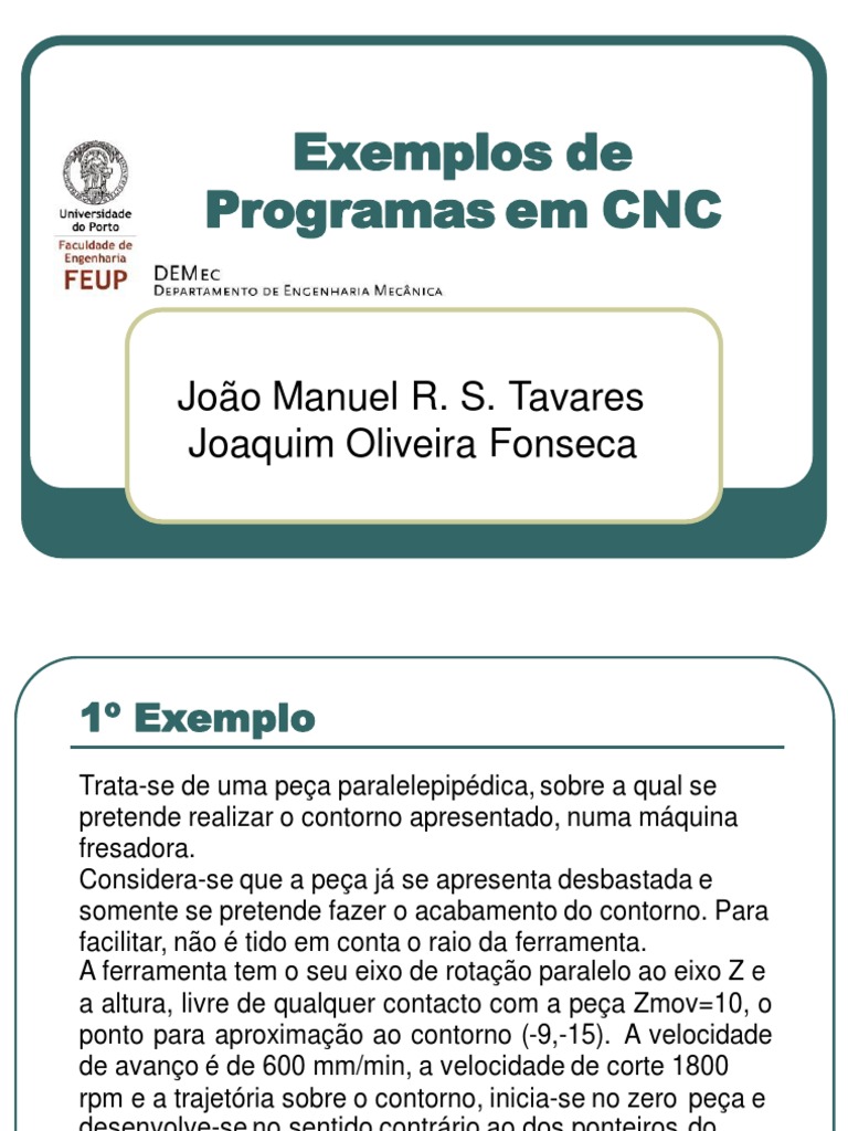 Exemplos de Programação CNC | PDF | Máquinas | Engenharia Mecânica